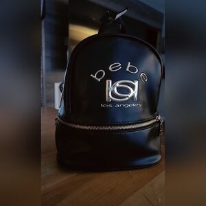 Bebe Black Backpack with Silver Accents